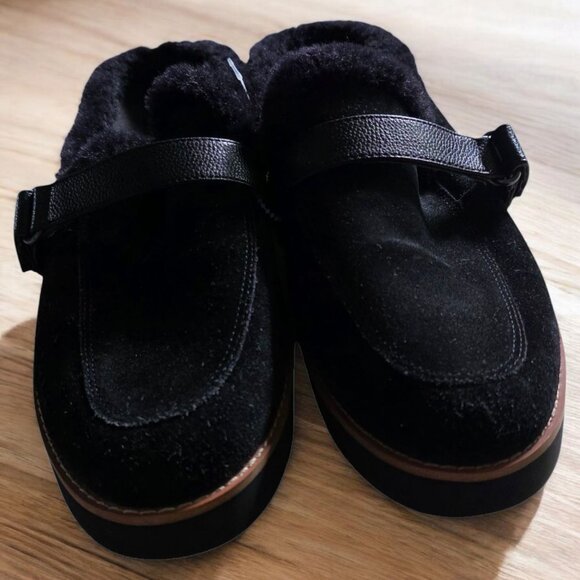 NWOB VIONIC (   ) KAILEN SLIP-ON Black Mule Shearling Suede Shoes - Picture 5 of 14